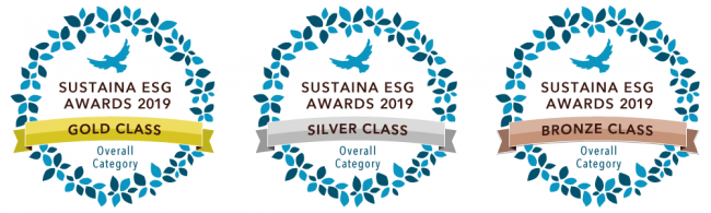 SUSTAINA ESG AWARDS 2019 受賞ロゴマーク（総合部門）