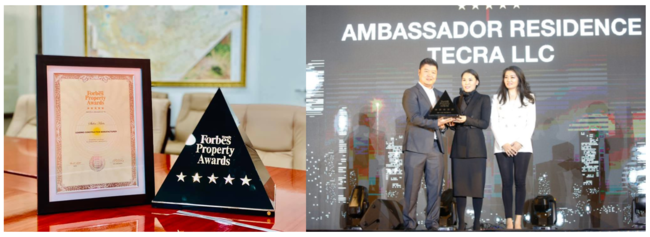 Forbes Property Awards TECRA Mongolia director Tsolmon(左)　Invescore Property社長 Uyanga(中央)