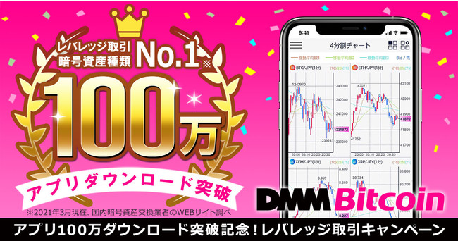 【DMM Bitcoin】取引アプリ100万ダウンロード突破記念！レバレッジ取引キャンペーン開始のお知らせ