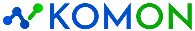 企業ロゴ。Komonは顧問の意味。「投資アドバイザー」の意味も兼ねる