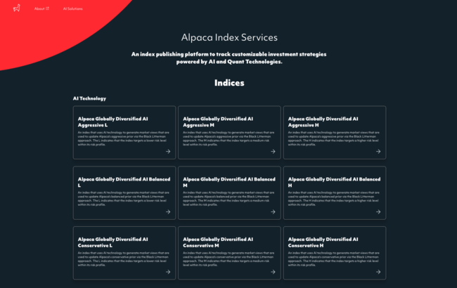 Alpacaが新たにインデックスサービス「Alpaca Index Services」へ進出