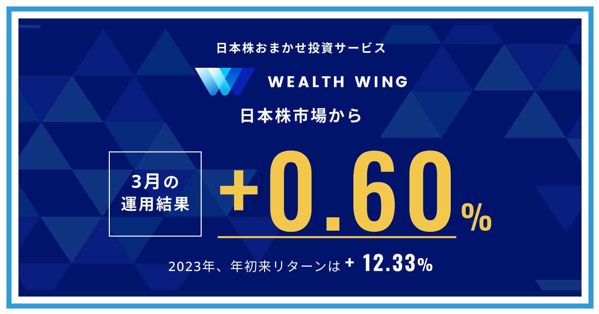 Finatextグループの日本株おまかせ投資サービス『Wealth Wing（ウェルスウイング）』、3月は日本株市場を0.60%上回る運用結果に。