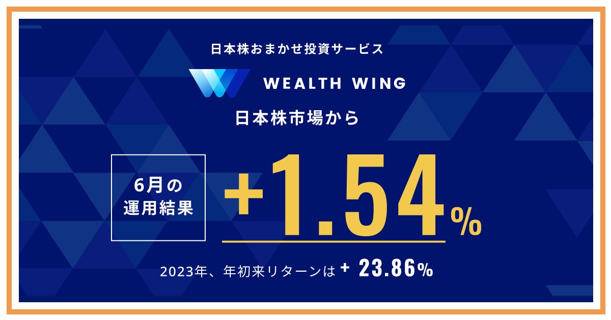 Finatextグループの日本株おまかせ投資サービス『Wealth Wing（ウェルスウイング）』、6月は日本株市場を1.54%上回る運用結果に。
