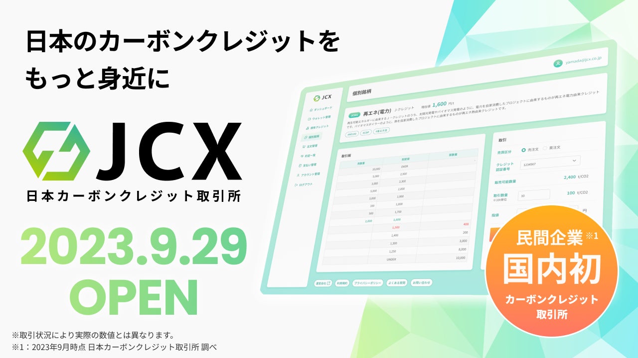 【民間企業国内初】日本カーボンクレジット取引所（JCX）がオープン！