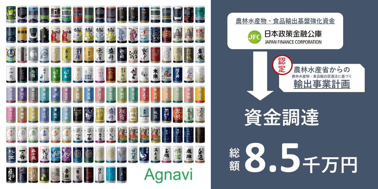 日本酒ブランド展開のAgnavi社、農林水産省の融資制度を活用し日本政策金融公庫より総額8.5千万円を資金調達。累計調達額は2億円超に