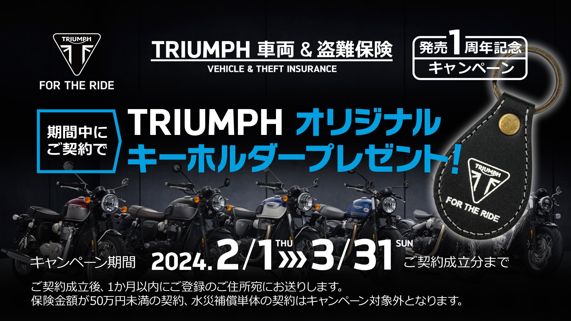 SBI日本少短、『TRIUMPH 車両＆盗難保険』販売開始1周年ノベルティプレゼントキャンペーンを実施