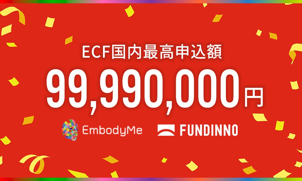 【国内最高額】EmbodyMe社がファンディーノで9,999万円の投資申込到達。募集開始約5時間半で約450名の投資家が応募
