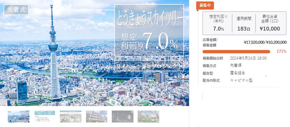 不動産クラウドファンディング「投活」募集開始1分で応募率100％達成／6月1日(土)10時より投活プロジェクト17号募集開始
