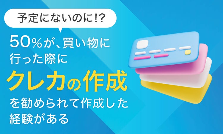 【予定にないのに！？】50％が、買い物に行った際に「クレカの作成を勧められて作成した経験がある」