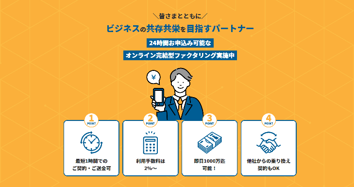 24時間申し込み可能な
オンライン完結型ファクタリングのサービス開始