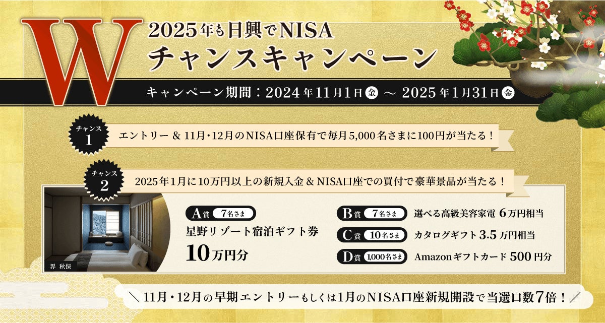 ＜2025年も日興でNISA＞Wチャンスキャンペーン開始のお知らせ