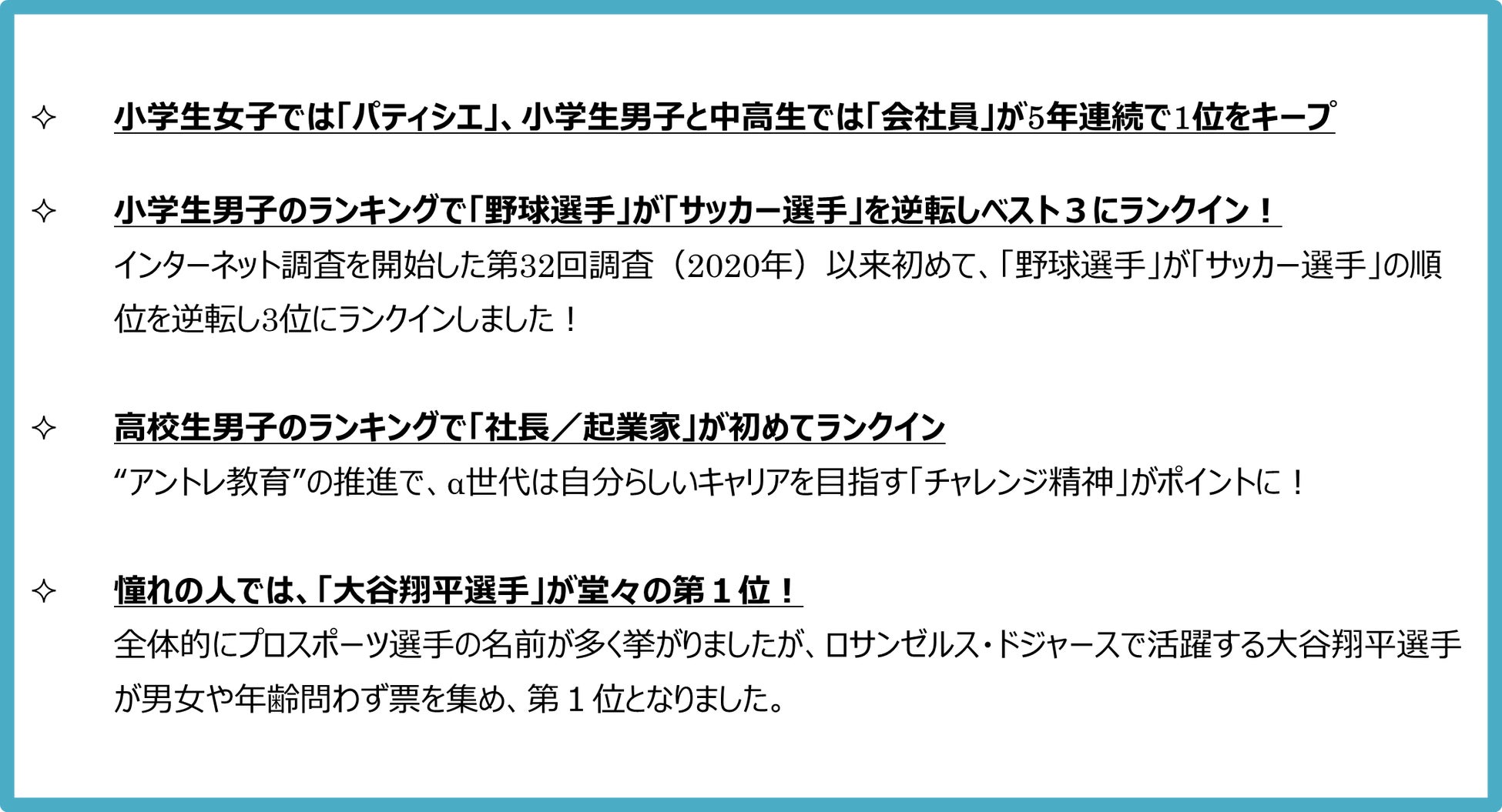 第36回「大人になったらなりたいもの」調査結果を発表