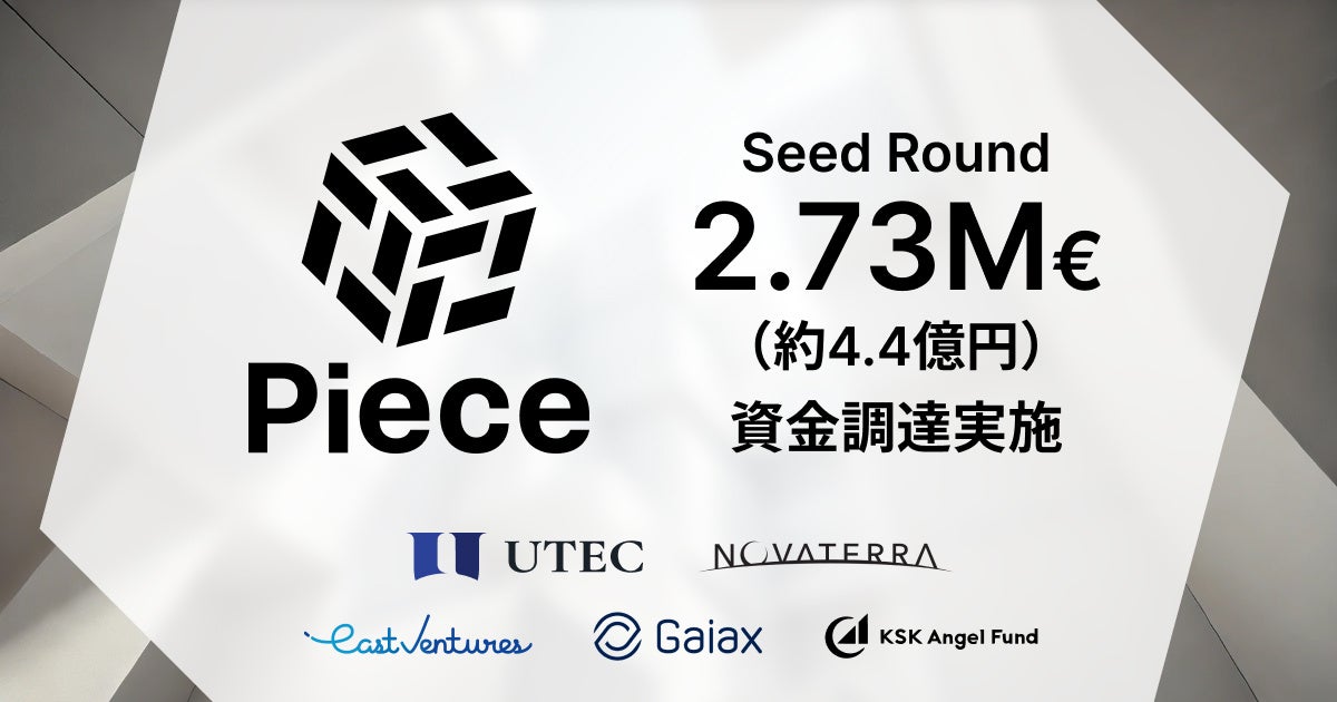 Piece、シードラウンドでUTECを筆頭に273万ユーロの資金調達を実施