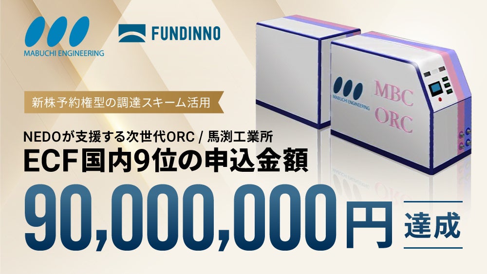 【大型資金調達】NEDO支援の株式会社馬渕工業所がファンディーノで約9,000万円の資金調達を達成。新株予約権型の調達スキームを活用