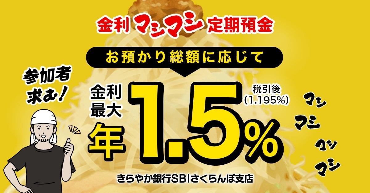 SBIさくらんぼ支店「金利マシマシ定期預金」適用金利更新のお知らせ