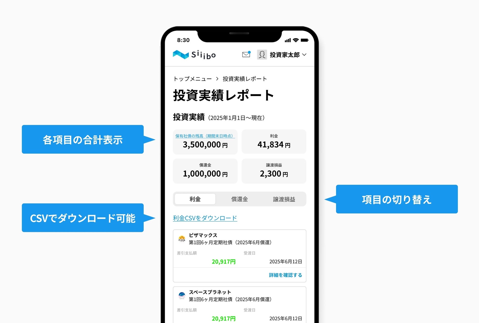 Siiibo証券、投資実績を一覧で把握できる「投資実績レポート」機能を提供開始