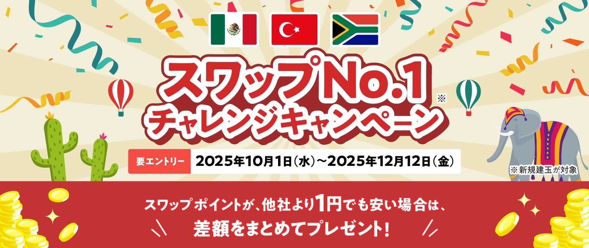 【みんなのFXはスワップNo.1に挑戦し続けます！】高金利3通貨ペアでスワップNo.1チャレンジキャンペーンを10月1日（水）から開始！