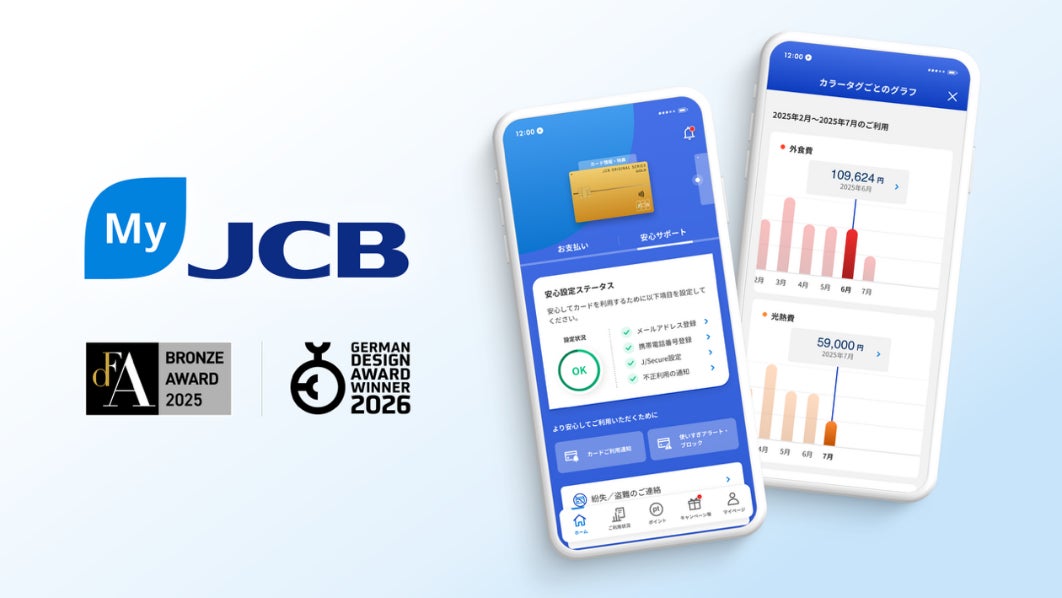 「MyJCBアプリ」が新たに「German Design Award」と「DFA Design for Asia Awards」を受賞し、合計5つの国際デザイン賞での受賞を達成