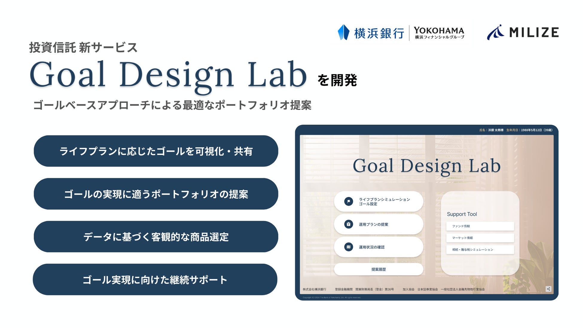 MILIZE、横浜銀行の投資信託新サービス「Goal Design Lab」を開発