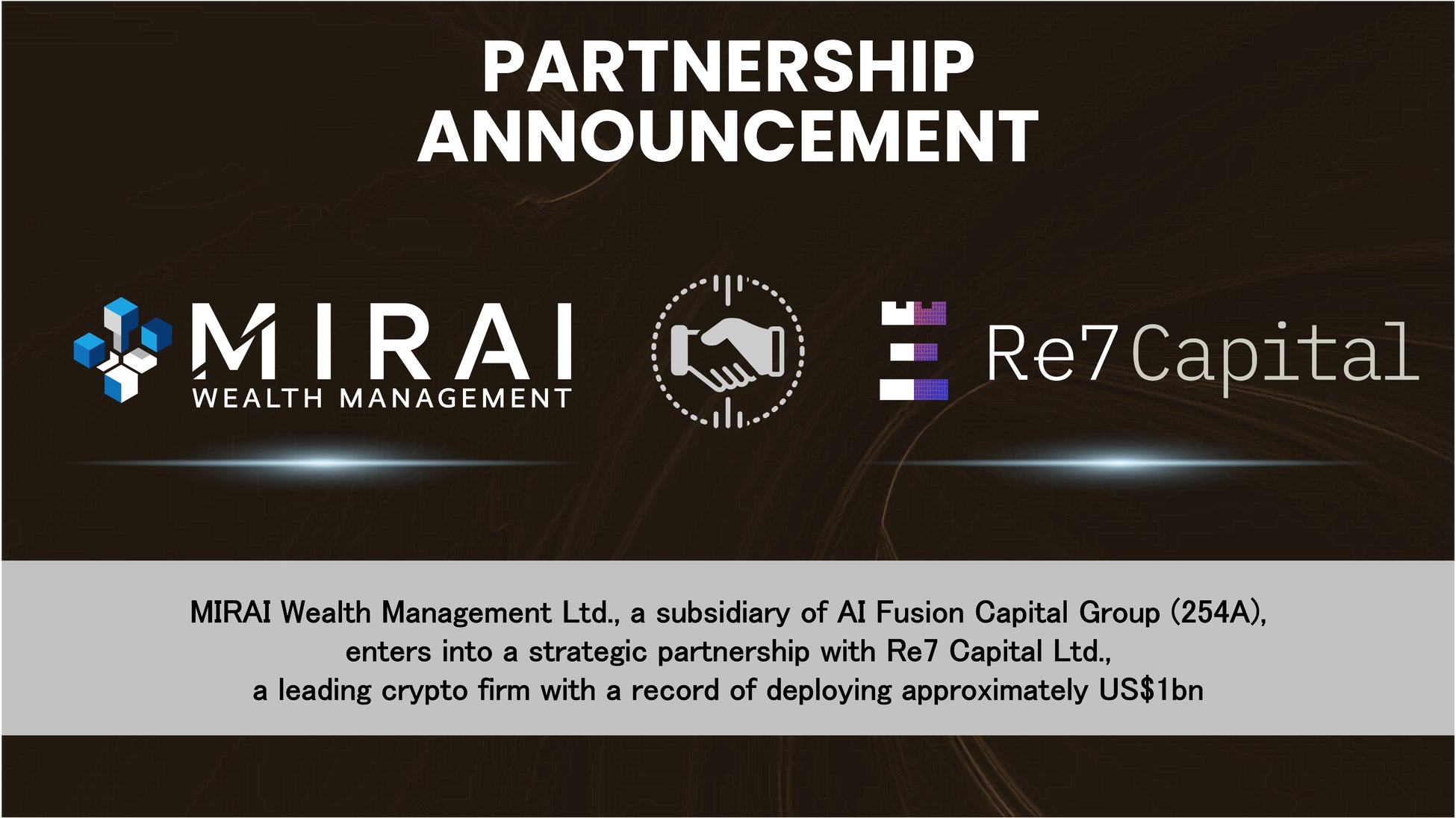 Strategic Partnership with Re7 Capital, a Global Leader with $1bn in Crypto Investment Experience