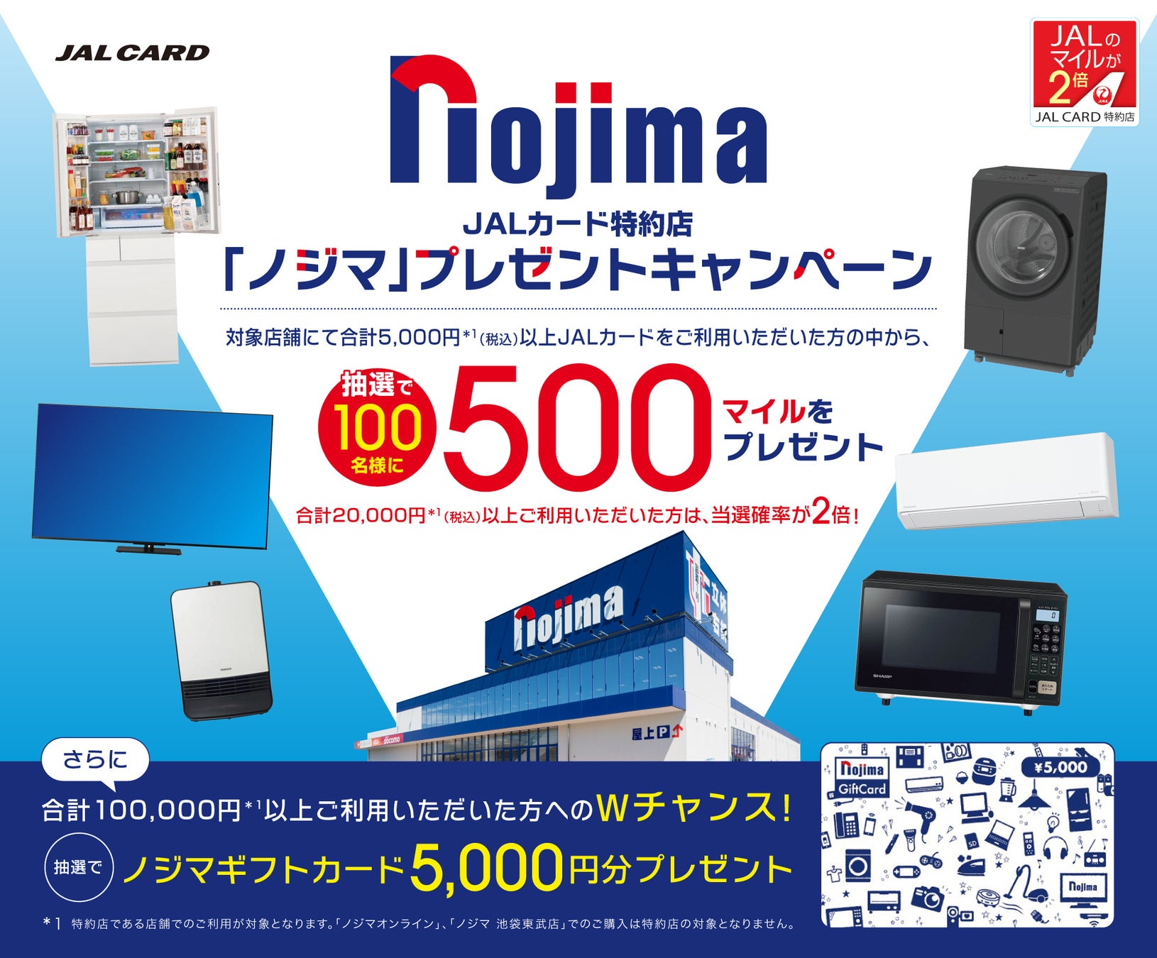 年末年始、家電を買うならマイルが2倍たまるノジマで！今ならキャンペーンでさらにおトクに！