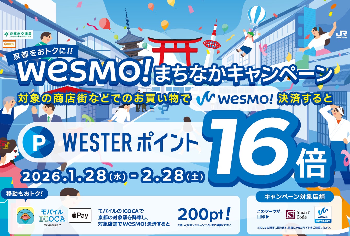 WESTERポイント16倍還元！「京都をおトクに!! Wesmo!まちなかキャンペーン」を1月28日（水）から開催します