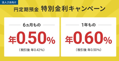 住信SBIネット銀行、「法人さま向け 円定期預金 特別金利キャンペーン」実施のお知らせ