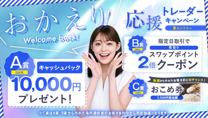 取引再開は今がチャンス！「第3弾！ウェルカムバック！おかえりトレーダー応援キャンペーン」のお知らせ