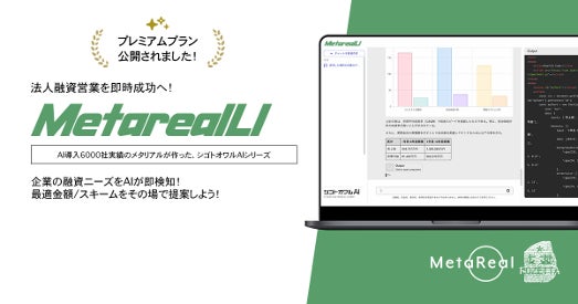 法人融資ニーズ予測レポートAIエージェント「Metareal ローンインサイト(Metareal LI)」プレミアムプラン2/13提供開始