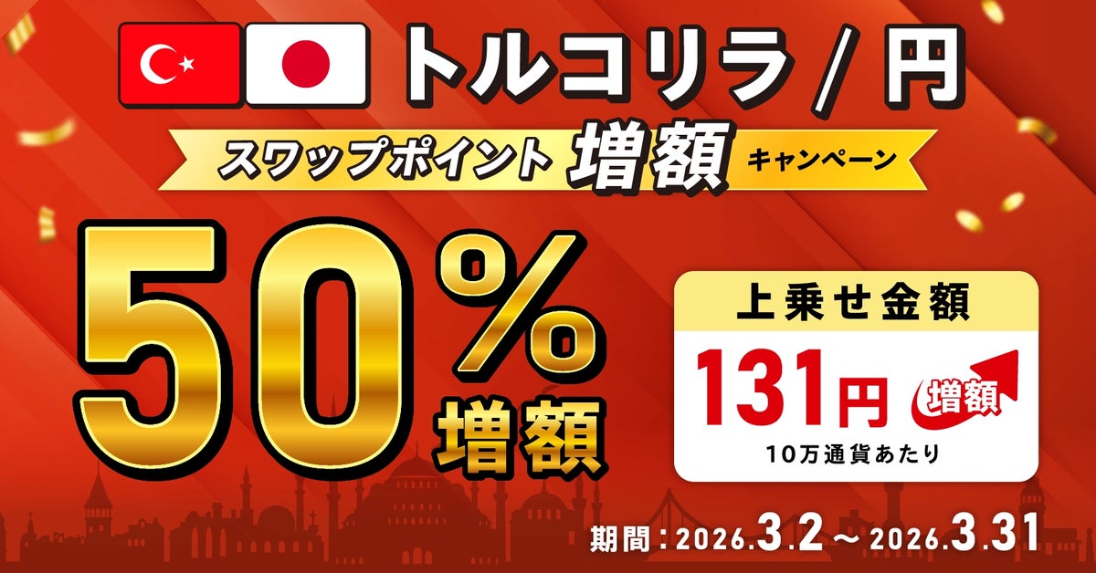 【トルコリラ/円】スワップポイント50％上乗せキャンペーン開催！【トライオートFX | インヴァスト証券】