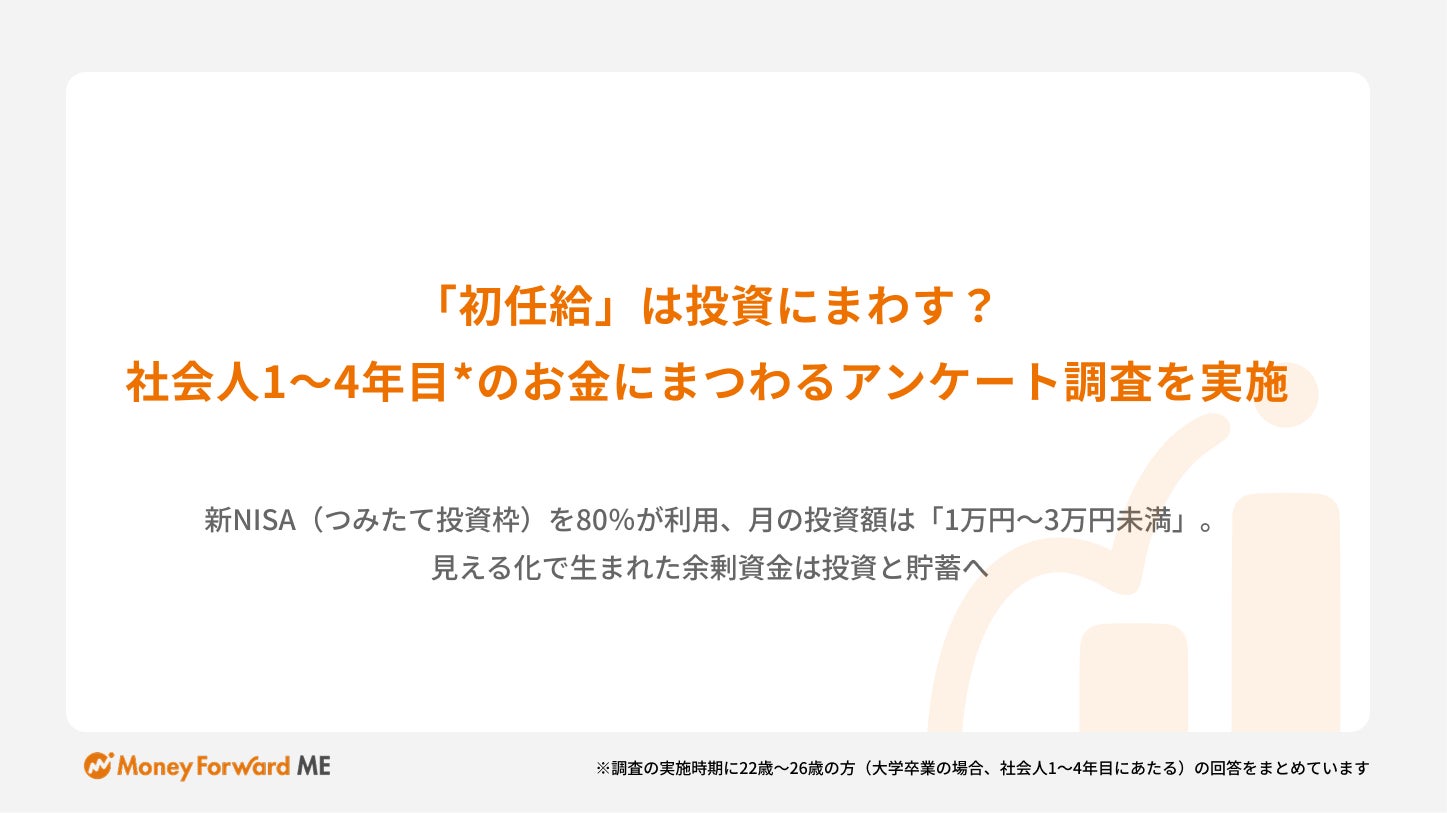 初任給は「投資」へ？社会人1～4年目のお金にまつわるアンケート調査を実施