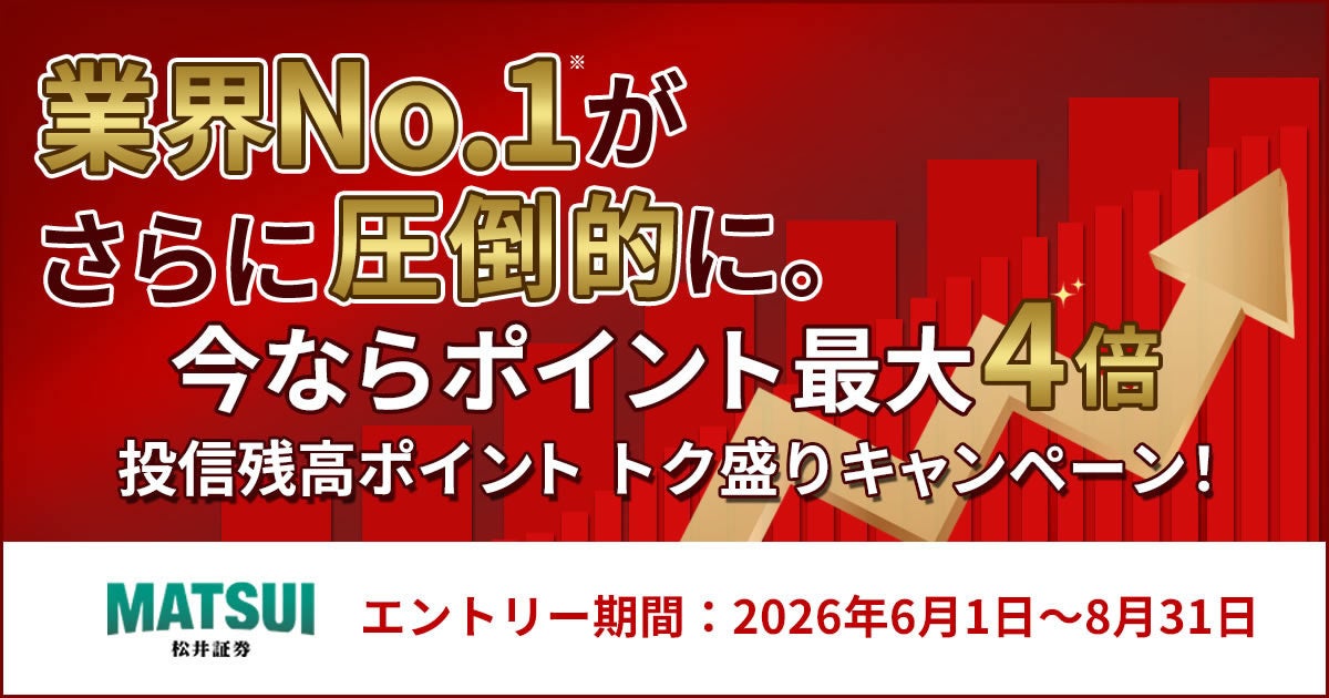松井証券、投信残高へのポイント還元を最大4倍に増量するキャンペーン開催 JCBオリジナルシリーズのクレカ積立新規利用で、最大10,000ポイントを進呈