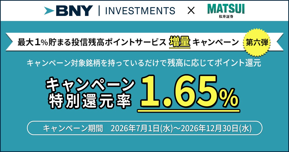 BNYメロン社とのコラボキャンペーンを開催 松井証券限定で「米国製造業株式ファンド」の還元ポイントを増量