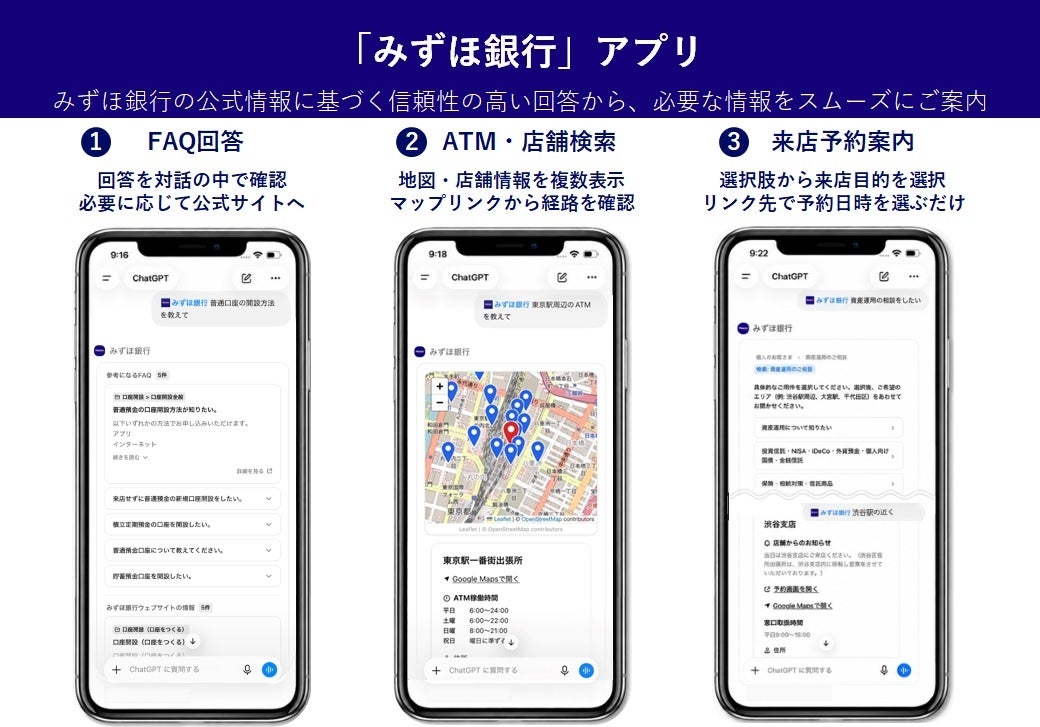 ChatGPT内で利用可能な「みずほ銀行」アプリを提供開始