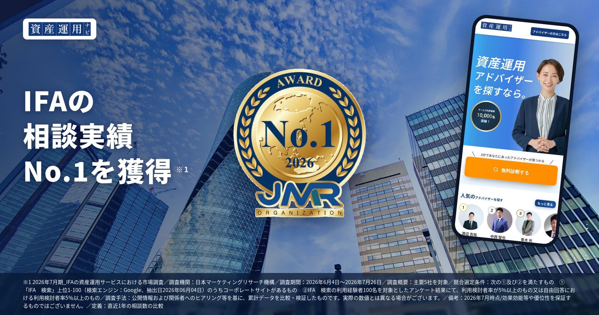 資産運用の相談サイト「資産運用ナビ」が「IFAの相談実績No.1」を獲得